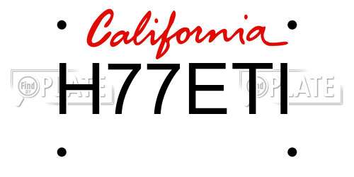 H77ETI California License Plate