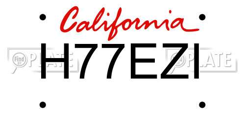 H77EZI California License Plate