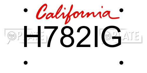 H782IG California License Plate