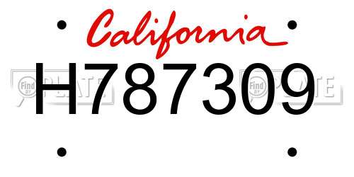 H787309 California License Plate