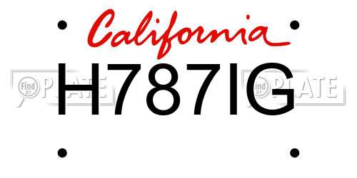 H787IG California License Plate