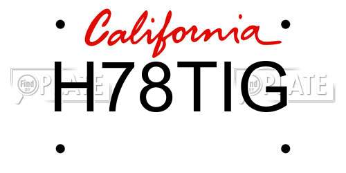 H78TIG California License Plate