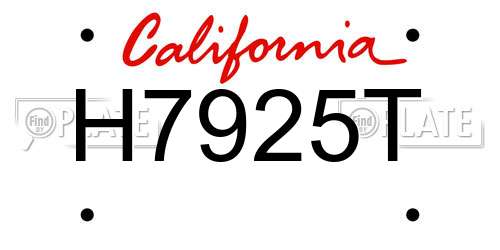 H7925T California License Plate