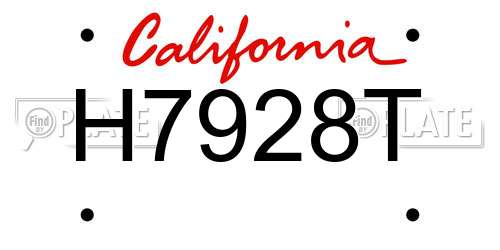 H7928T California License Plate