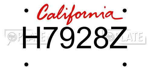 H7928Z California License Plate