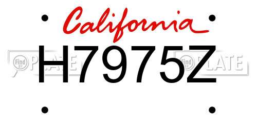 H7975Z California License Plate