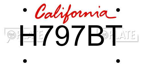 H797BT California License Plate