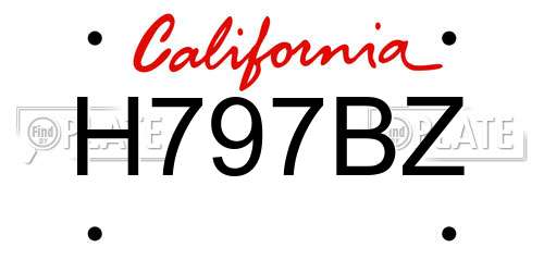H797BZ California License Plate