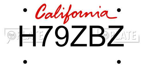 H79ZBZ California License Plate