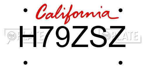 H79ZSZ California License Plate