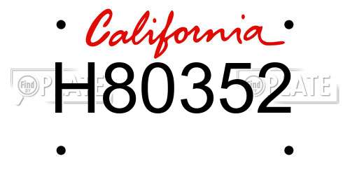 H80352 California License Plate