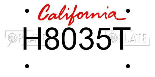 H8035T California License Plate