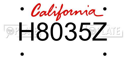 H8035Z California License Plate