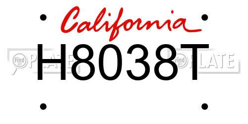 H8038T California License Plate