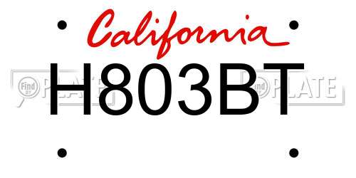 H803BT California License Plate