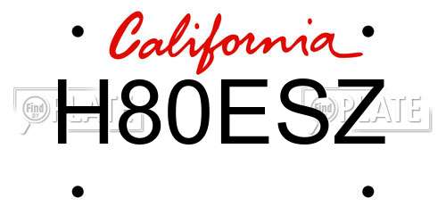 H80ESZ California License Plate