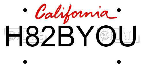 H82BYOU California License Plate