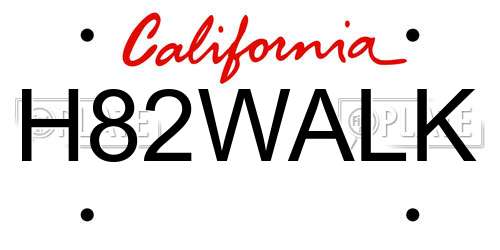 H82WALK California License Plate