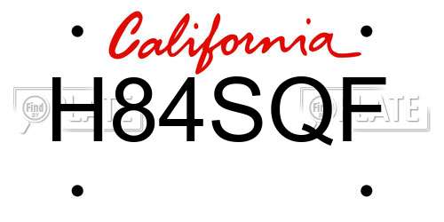 H84SQF California License Plate