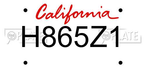 H865Z1 California License Plate