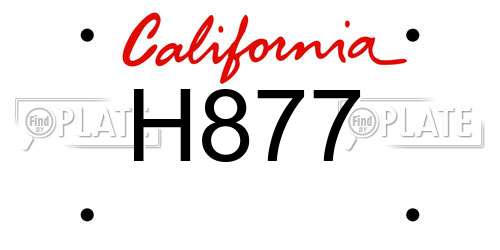 H877 California License Plate