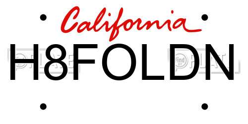 H8FOLDN California License Plate