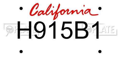 H915B1 California License Plate