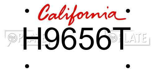H9656T California License Plate
