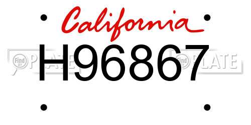 H96867 California License Plate