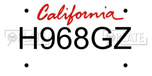 H968GZ California License Plate