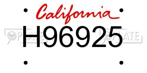 H96925 California License Plate