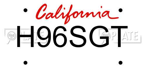 H96SGT California License Plate