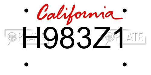 H983Z1 California License Plate