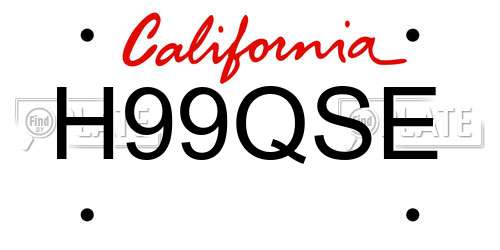 H99QSE California License Plate