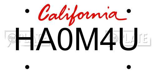 HA0M4U California License Plate