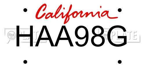HAA98G California License Plate