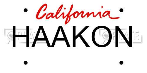 HAAKON California License Plate