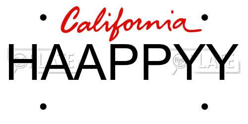 HAAPPYY California License Plate