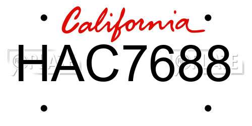 HAC7688 California License Plate