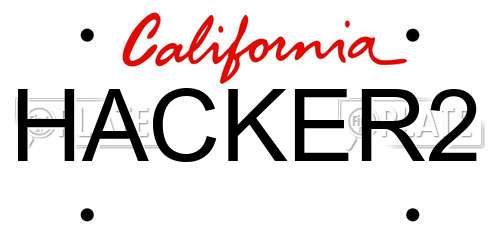 HACKER2 California License Plate