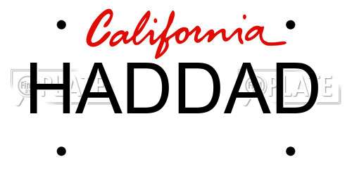 HADDAD California License Plate