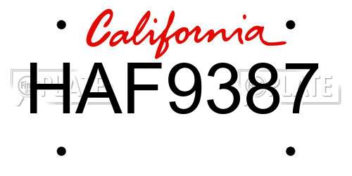 HAF9387 California License Plate