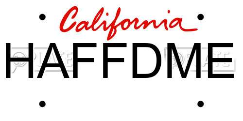 HAFFDME California License Plate