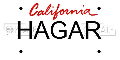 HAGAR California License Plate