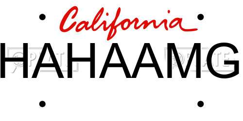 HAHAAMG California License Plate