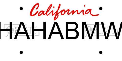 HAHABMW California License Plate