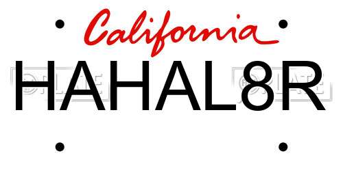 HAHAL8R California License Plate