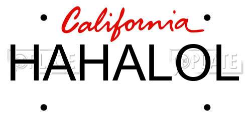 HAHALOL California License Plate