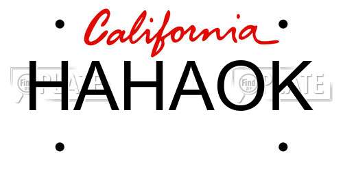 HAHAOK California License Plate