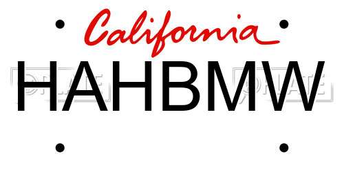 HAHBMW California License Plate
